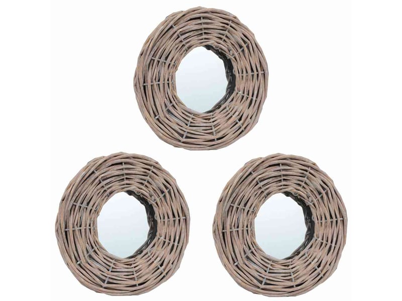  Lot de 3 miroirs, miroir décoratif 15 cm osier cf62935  - Conforama B