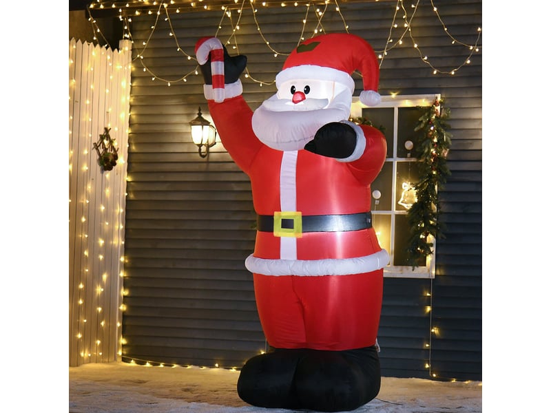  Décoration de noël gonflable, père noël de 2,4 m avec éclairage led et canne de noël  - Conforama D