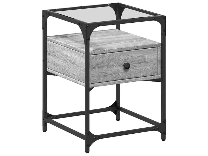  Lot de 2 tables de chevet - cabinet de chevet - table de nuit sonoma gris 40x40x55 cm bois ingénierie  - Conforama D