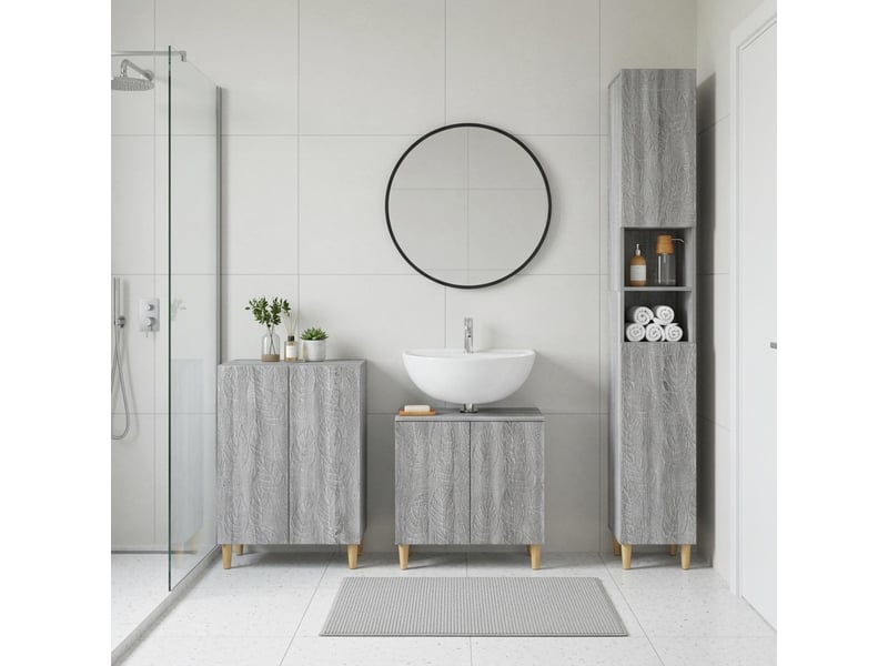  Ensemble de meuble de salle de bain 3 pièces delft sonoma gris cf63393  - Conforama B