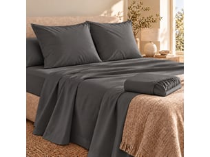 Ensemble literie 4 pièces drap plat 240 x 300 cm + drap housse 140x190 cm + 2 taies 63x63 cm percale 78 fils anthracite