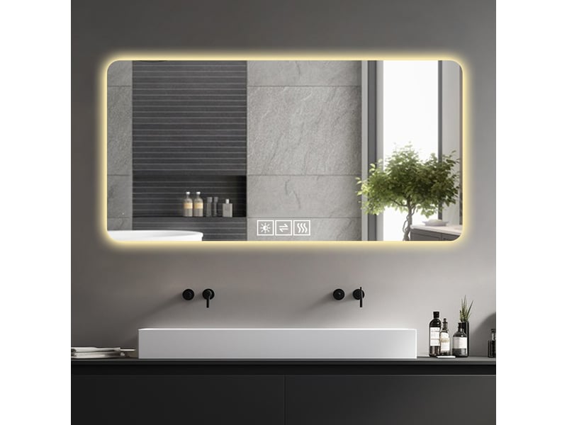  Miroir salle de bain led 60x120cm antibuée éclairage réglable 3 couleurs moderne murale verre trempé sécurité déco maquillage résistant longue durée  - Conforama E
