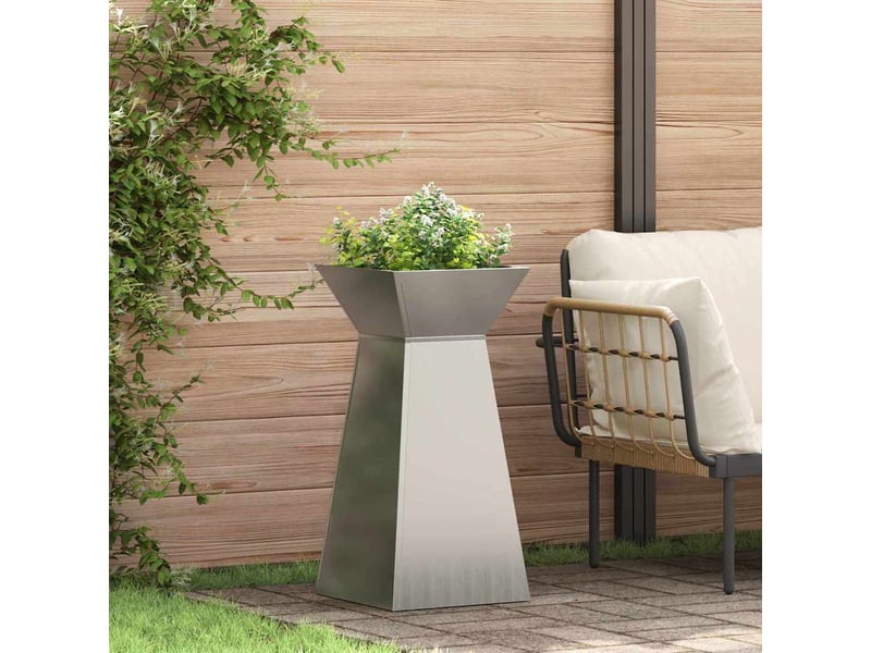 Jardinière - bac à fleurs à pilier 2 pcs argenté 35 x 35 x 73 cm - Conforama B