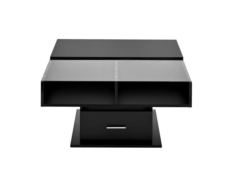  Table basse relevable led haute-brillance – hauteur ajustable, rangements modulables, design moderne pour salon  - Conforama A