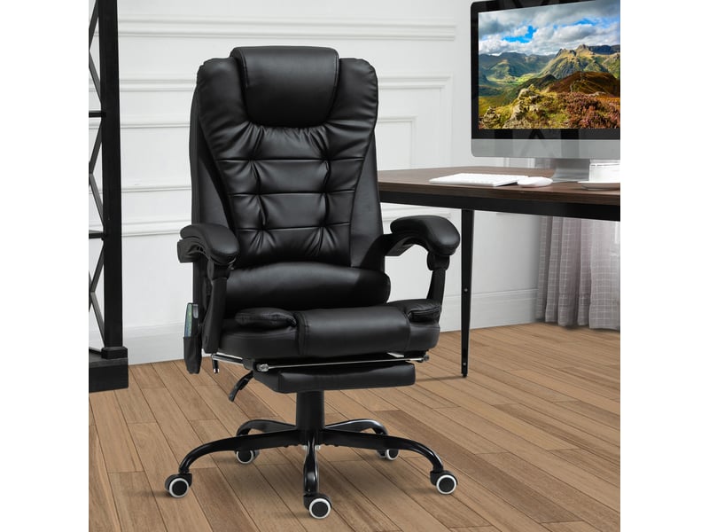  Fauteuil de bureau pivotant à 7 points de massage, réglable en hauteur, avec repose-pieds intégré, 67 x 79 x 111-121 cm  - Conforama D