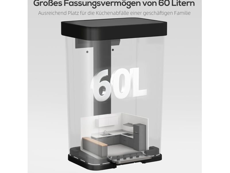  Poubelle à pédale 60 l à fermeture silencieuse argentée  - Conforama C