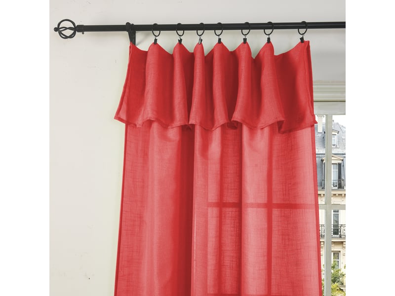 Rideau ajustable 140 x 270 cm + 8 anneaux pinces effet lin evasion cerise CP-EVASION-CERISE - Conforama B