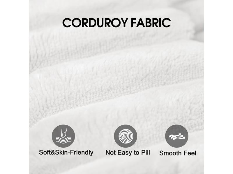  Canapé 2 places blanc crème 180 cm velours côtelé, petit canapé modulable assise profonde sans montage  - Conforama B