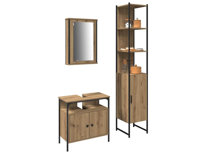  Ensemble de mobilier de salle de bain 3 pc chêne artisanal cf64287  - Conforama C