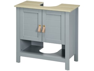 Meuble sous-évier compact à 2 portes et étagère intérieure réglable, unité de rangement pour salle de bain, 60 x 30 x 60 cm, gris
