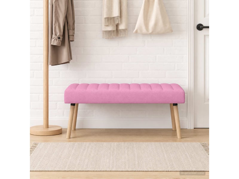  Banc chambre, bout de lit, banc capitonné canal rose 110x40x46 cm tissu  - Conforama D