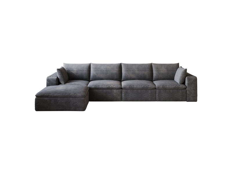  Canapé modulable cloud en velours côtelé gris foncé, tout mousse, compressé, sans montage, 340 x 160 x 60 cm IKSETERA TRADING LTD - Conforama A