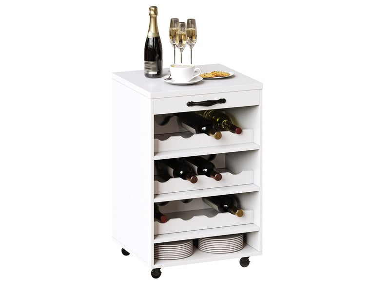  Buffet salon 140 cm éclairage led chariot roulant rangement à bouteilles et verres à vin meuble haut meuble éclairé  - Conforama E