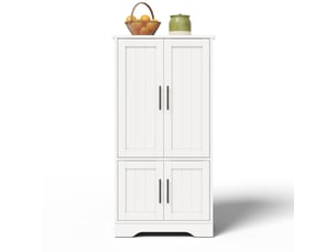Buffet de cuisine blanc 120 cm avec éclairage led et rangements - design contemporain
