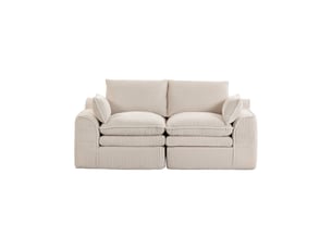 Canapé droit fixe <strong>MERAX</strong> <strong>canapé compressible</strong> 2 places Velours côtelé beige