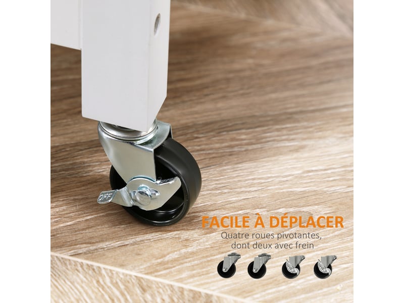 Chariot de service desserte de cuisine à roulettes multi-rangements 1 tiroir placard 2 portes inoxydable acier - Conforama R