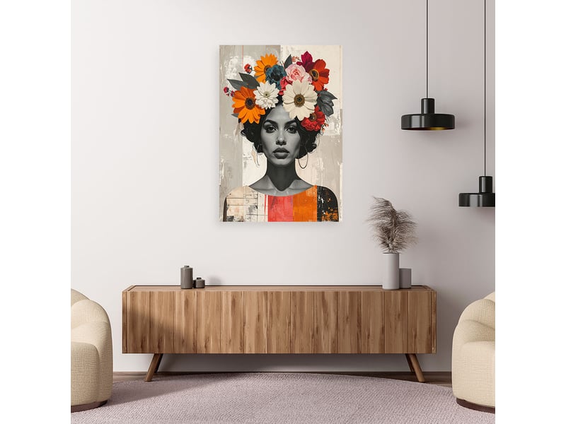  Tableaux, femme avec des fleurs sur la tête style boho 30x45 1312615988 - Conforama B