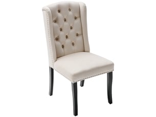 Lot de 4 chaises de salle à manger,avec pieds en chêne,velours,beige