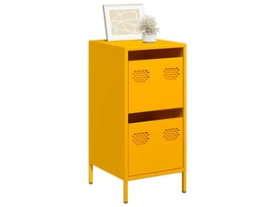 Buffet - bahut - meuble de rangement jaune moutarde 35x39x73,5 cm acier laminé à froid