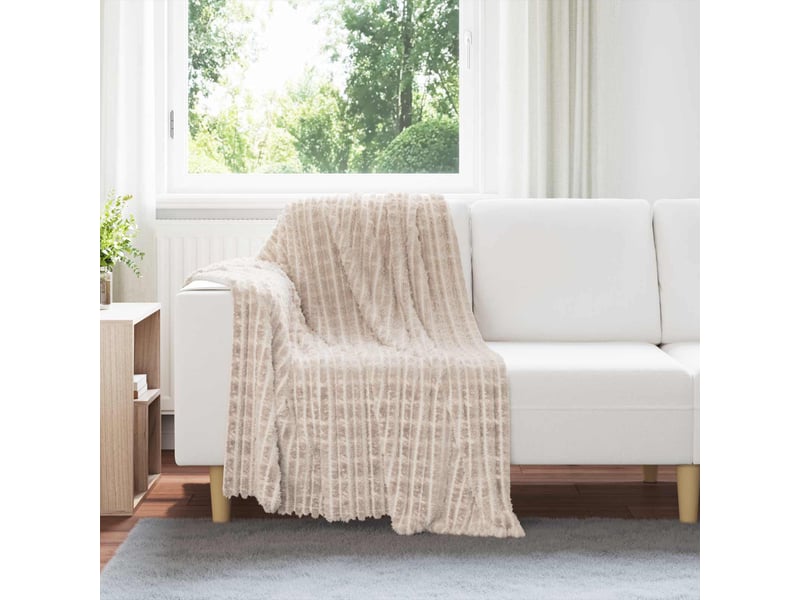  Couverture jetée de canapé beige 150x130 cm 0.5 kg toison  - Conforama B
