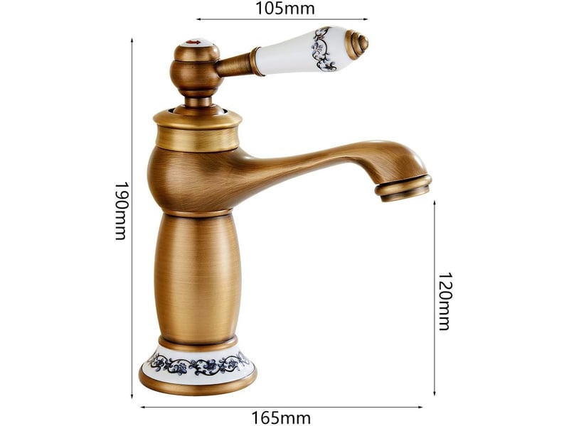  Mitigeur lavabo salle de bain robinet antique en laiton cromé vintage monocommande en céramique pour évier de cuisine salle de bain (antiqué)  - Conforama A