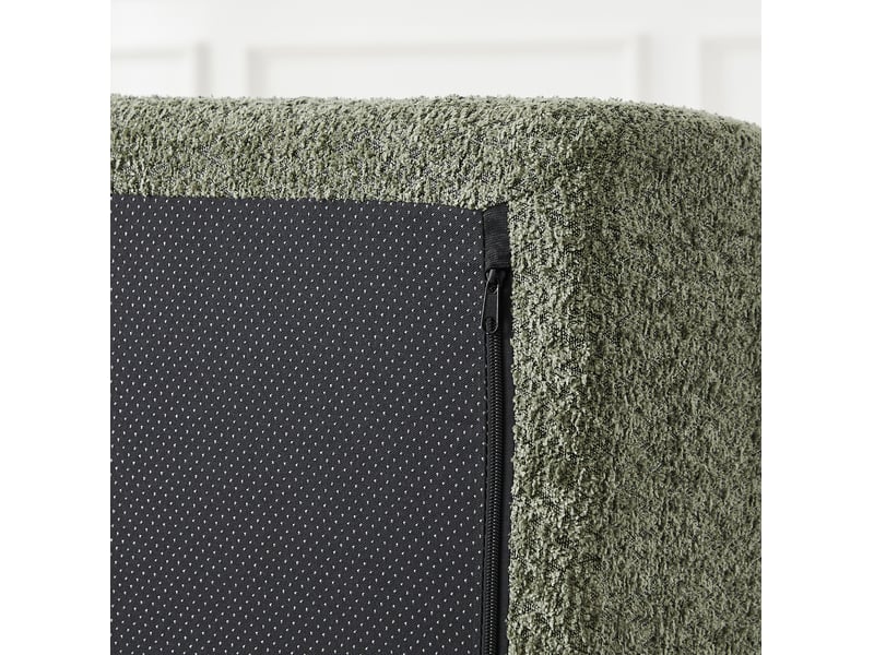 Canapé convertible modulable 2 places 200 x 95 cm vert en chenille, 4 configurations avec 4 coussins - Conforama E