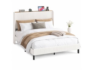Lit 2 places 160x200 cm <strong>HAVRYA</strong>  <strong></strong> coloris beige