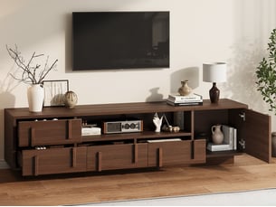 Meuble tv coloris bois foncé 180 cm <strong>LEYTN</strong>  <strong></strong>
