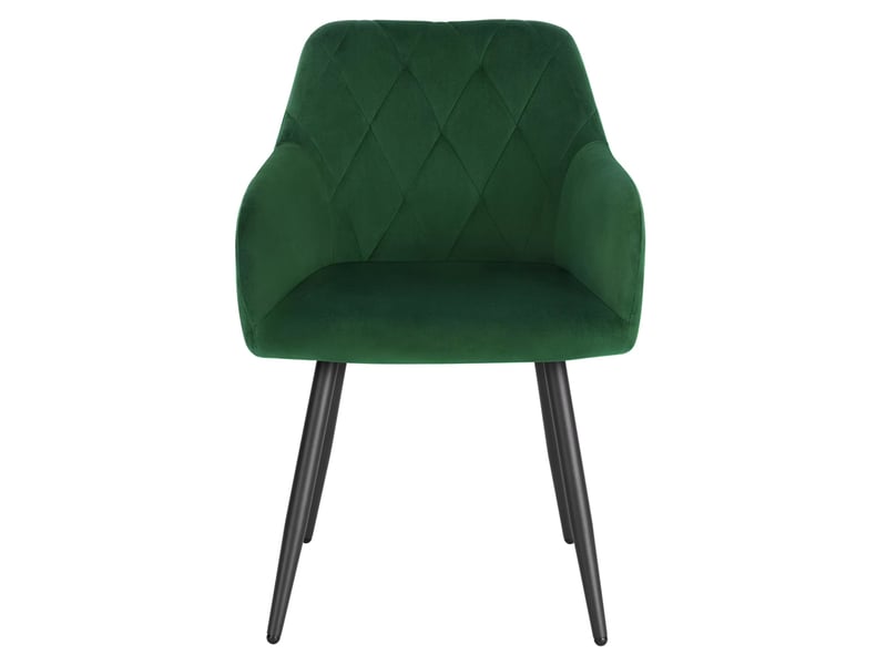  Chaise de salle à manger en velours vert foncé, accoudoirs et pieds en métal  - Conforama A