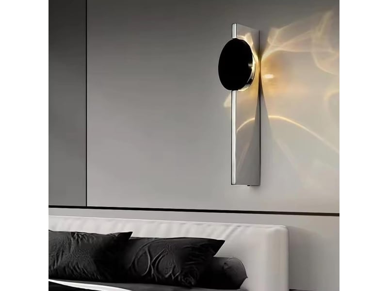  Applique muraux led wave 180° rotatif noir rond lampe murale intérieur vagues d'eau décoration  - Conforama D