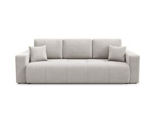 Canapé droit convertible   4 places Tissu gris avec coffre de rangement