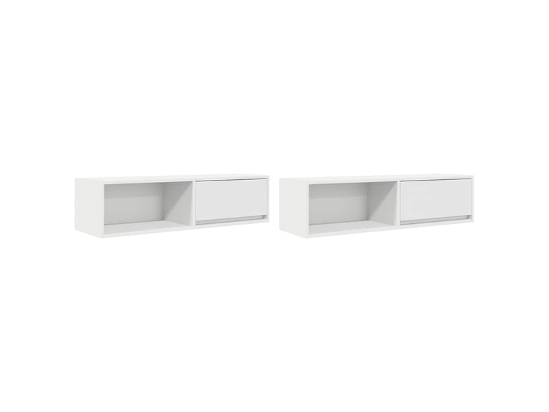  Meubles tv - banc tv - meuble de rangement 2 pcs blanc 100x31x25,5 cm bois d'ingénierie  - Conforama A