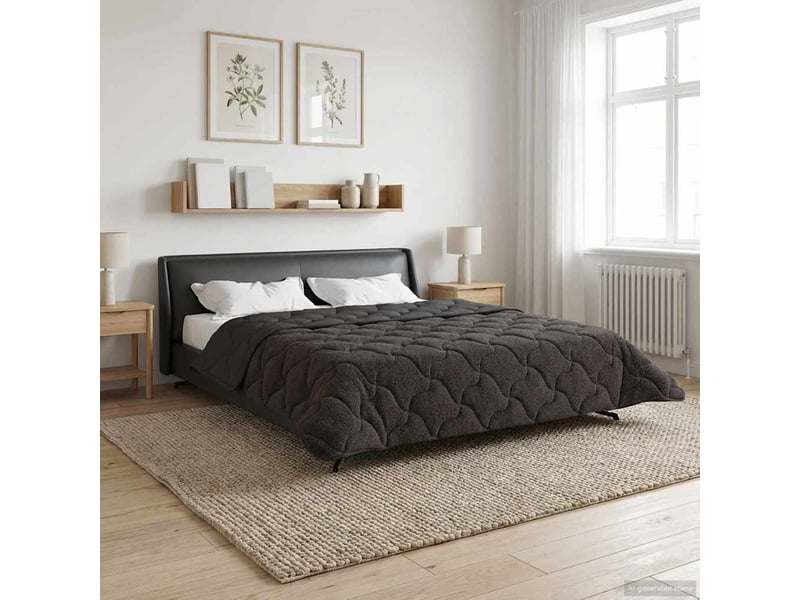  Couette - duvet d'été 220 x 260 cm été anthracite respirant  - Conforama D