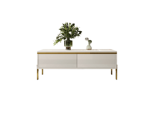 Table basse rectangulaire 100x50x36 cm avec rangement tiroirs double face, pour salon, panneau de particules, blanc