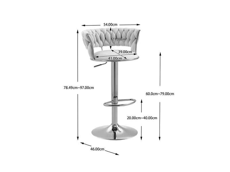  Lot de 2 tabourets de bar pivotants 360° en velours, hauteur réglable, dossier tressé  - Conforama C