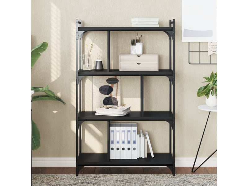  Bibliothèque à 4 niveaux, armoire à livres noir 76x32x123 cm bois d'ingénierie  - Conforama B
