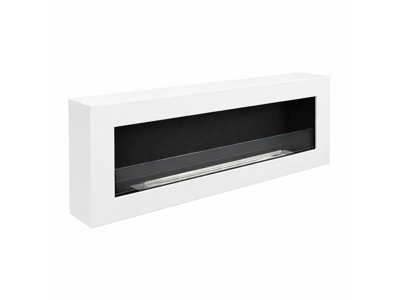  Siena 120 - cheminée murale bioéthanol 120 x 41 x 15 cm avec brûleur de 1,25 l en acier blanc  - Conforama E