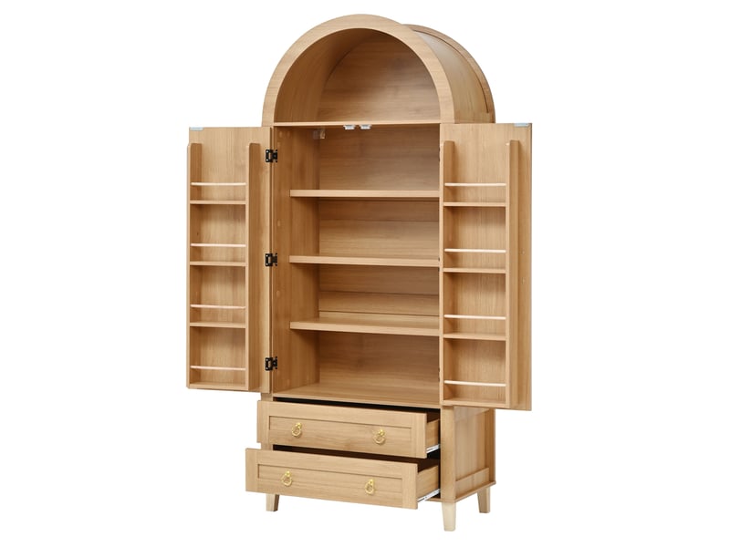  Buffet haut,76x40x179,5 cm,led pilotée par application,mdf,naturel  - Conforama C