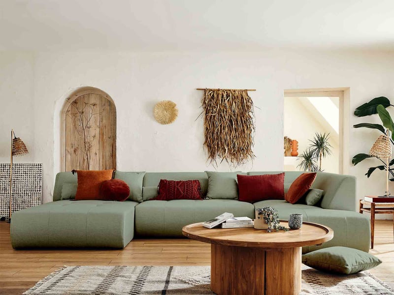  Onyx - canapé modulable panoramique d'angle droit 7 places - en tissu - lisa design - vert sauge ONYX - Conforama D