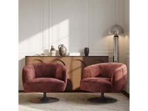 Fauteuil fixe pivotant  <strong>SIA HOME</strong> <strong>OSKAVTBX</strong> Velours rouge vendu A l'unité