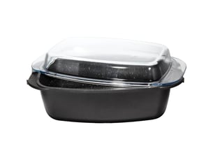 Plat à four avec couvercle 32cm noir kaiserhoff kh8640