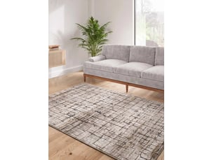 Tapis géométrique crème marron, 200 x 285 cm