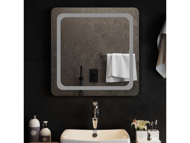 Miroir de salle de bain, miroir de toilette led transparent 60 x 60 cm verre trempé cf62597 - Conforama B