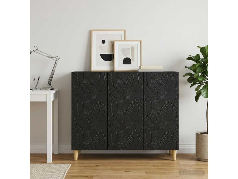  Buffet - bahut - meuble de rangement noir 89 x 34,5 x 80 cm bois d'ingénierie  - Conforama C