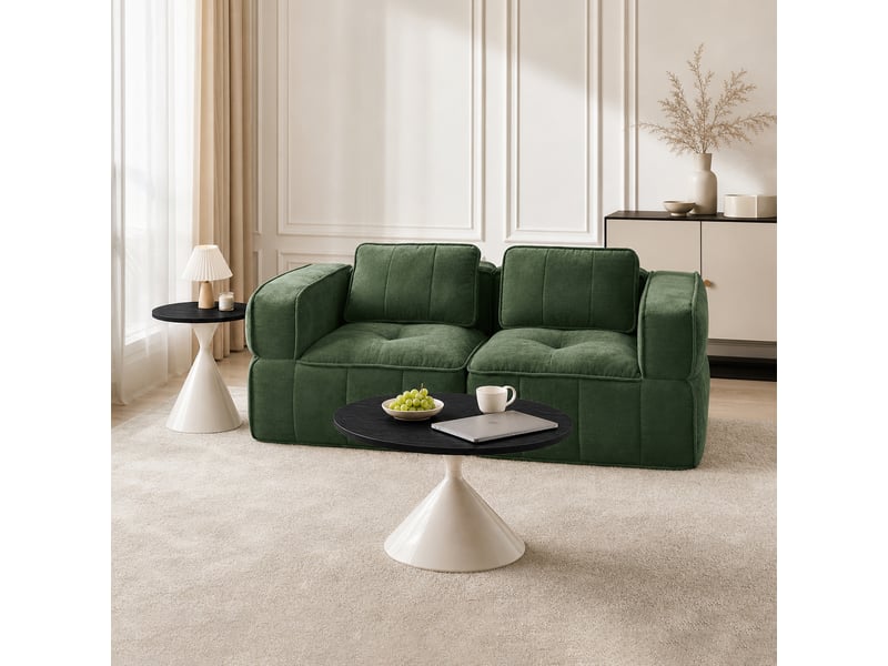 Canapé 2 places, revêtement en tissu, sans assemblage, vert - Conforama C