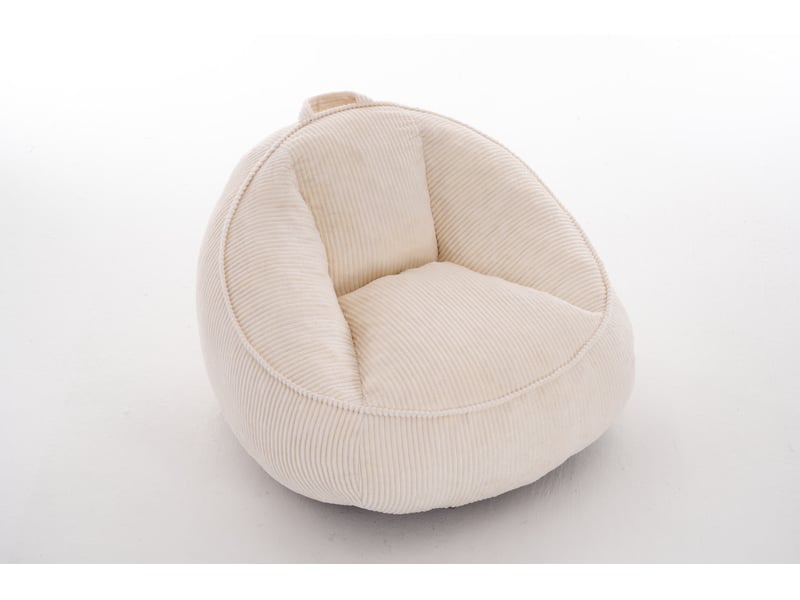  Fauteuil pouf pour adultes et enfants à dossier ergonomique avec mousse à mémoire de forme en velours côtelé beige  - Conforama A