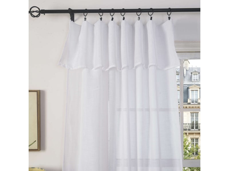 Lot de 2 voilages ajustables + 8 anneaux pince 140 x 270 cm evasion polyester effet lin - Conforama C