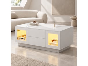 Table basse rectangulaire coloris blanc STILVORA - 50 cmx100 cm