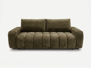 Canapé droit convertible BOBOCHIC JULES 3 places Tissu vert avec coffre de rangement