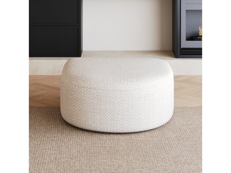 Ottoman blanc y168 – pouf design contemporain, siège moderne pour salon - Conforama E